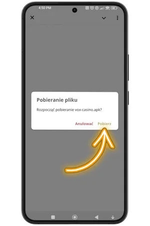 Instalacja pliku APK VOX Casino